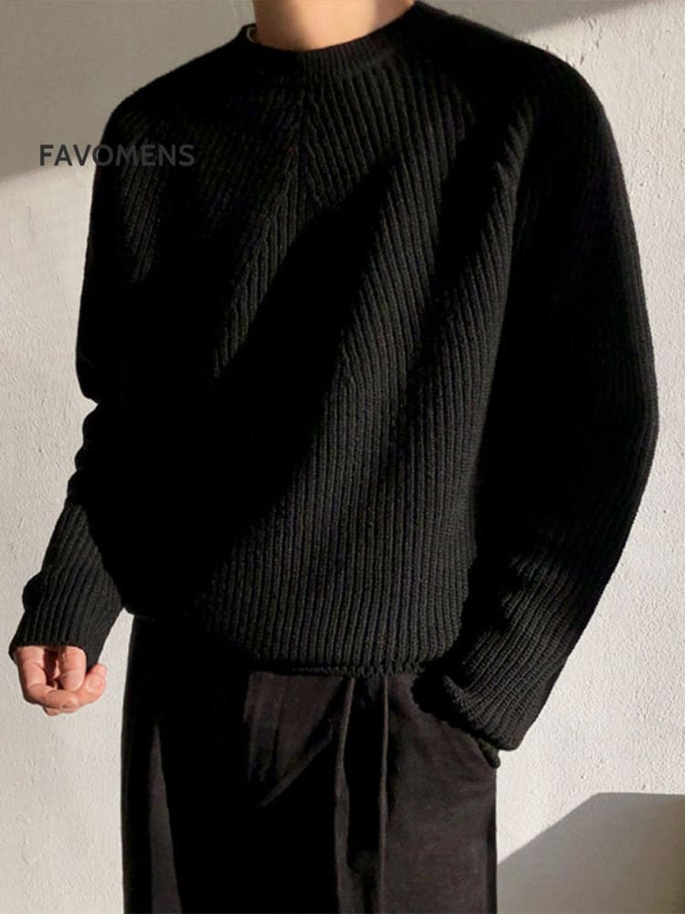 Men’s Solid Color Sweater Black / M