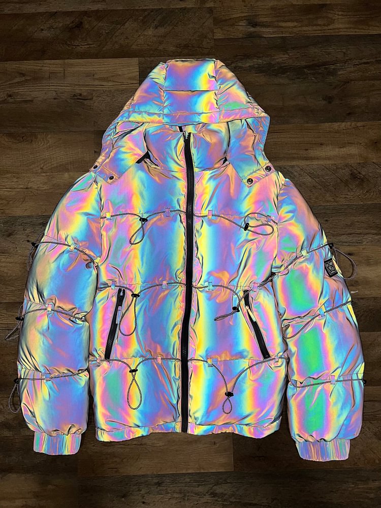 Holographic Parachute Puffer Jacket