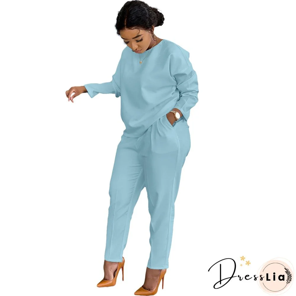 Long Sleeves T shirt Sportswear Two Piece Pants Set