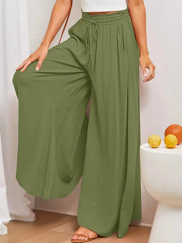Drawstring Elastic-Waist Pocket Loose Denim Pants