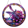 (Upgrade Size)DIY Double Sided Effect Diamond Painting Hanging Pendant Kit (Dragonfly Flower)