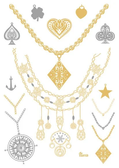 24 Kinds Metallic Bronzing Mandala Temporary Tattoo Sticker Glitter Gold Body Art Waterproof Disposable tatouage temporaire