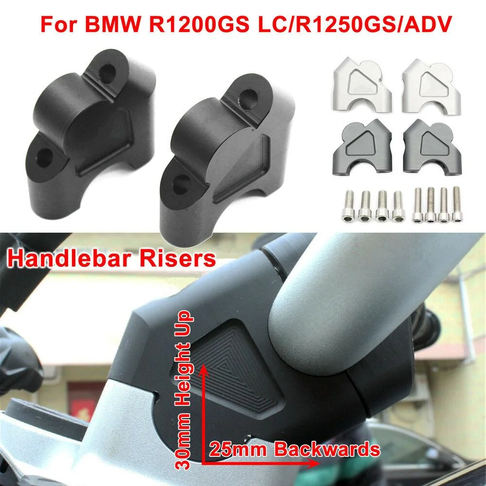 Handlebar Risers For BMW R1200GS LC/ADV: 30mm Up, 25mm Back