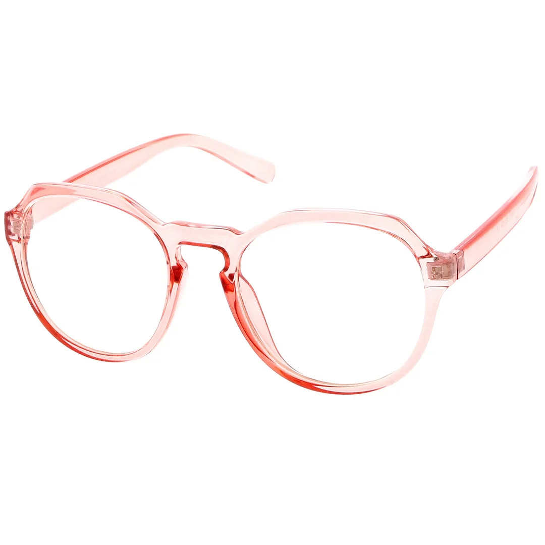 Modern Keyhole Nose Bridge Clear Lens Round Eyeglasses 55mm