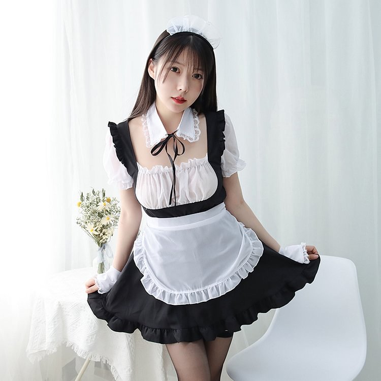 Ruffle Maid Dress Nightdress Lingerie Set - Modakawa Modakawa