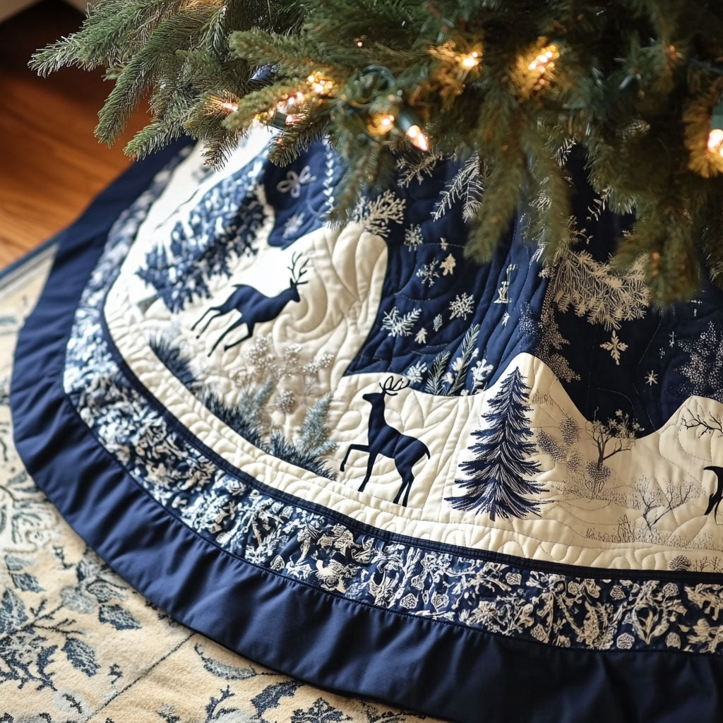 Enchanted Winter Wonderland Quilted Christmas Tree Skirt NCU0PT2374