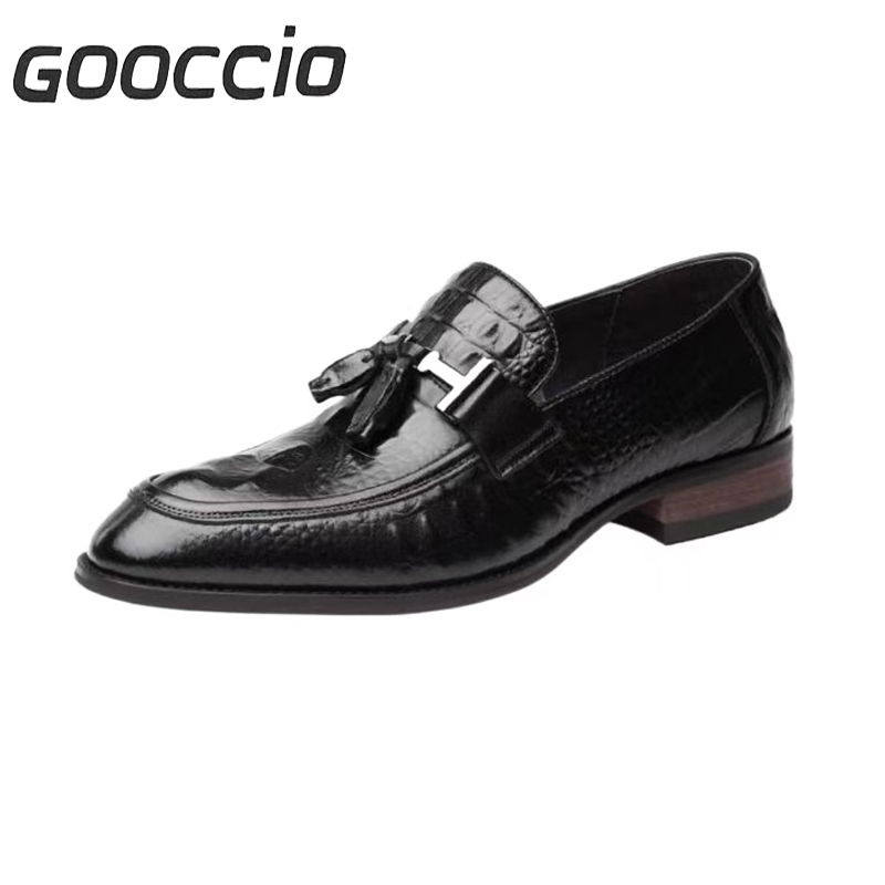 PW180 Crocodile-like Pattern Cowhide Loafer Shoes For Men  GOOCCIO  