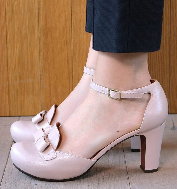 Custom Made Blush Square Toe Ankle Strap Chunky Heel Vintage Sandals |FSJ Shoes