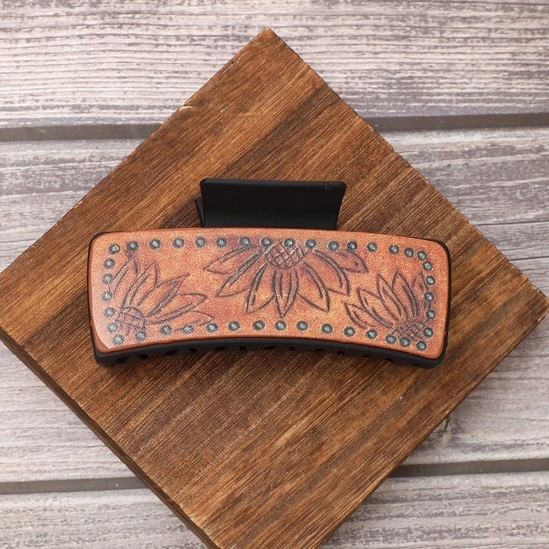 Women’s Vintage Style Minimalist Sunflower Pu Leather Hair Claws