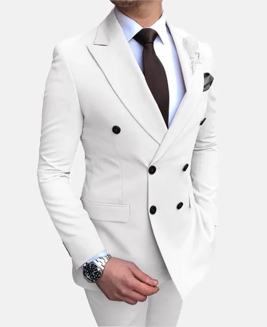 Elegant Plain Lapel Collar Double Breasted Blazer & Pants 2Pcs Set 苏州菲迪斯特服饰有限公司