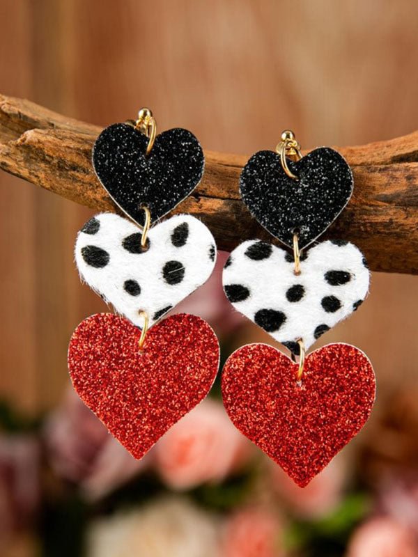 Women's Valentine Heart Color Block Earrings