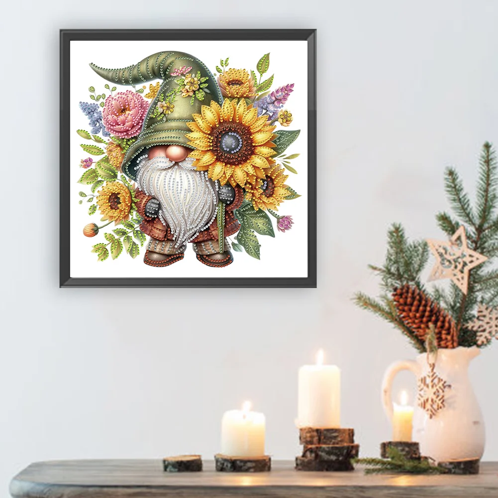 Diamond Painting - Partial Special Shaped Drill - Flower Gnome(Canvas|30*30cm)