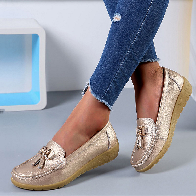 Sale|	Gold UK6| Women Flats Ballet Leather Breathable  Casual  Shoes shopify Stunahome.com