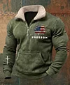 Men's Casual Retro American Freedom Print Stand Collar Long Sleeve Sweatshirt