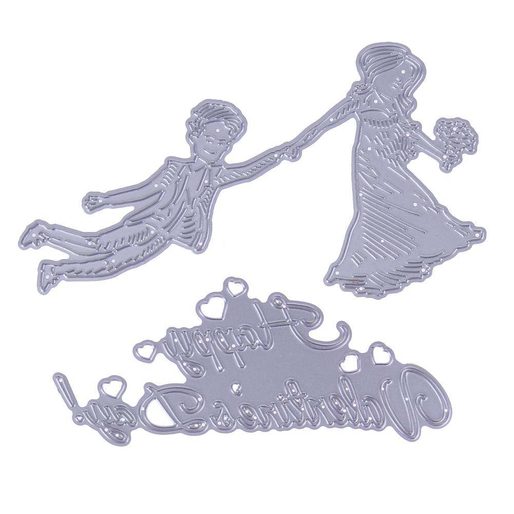 

2pcs Cutting Dies Happy Valentine DIY Photo Album Scrapbook Emboss Stencils, 501 Original