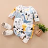 Spring Autumn New Baby Girl Boy Dinosaur Print Long Rompers