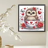 Owl in Coffee Cup - Crystal Rhinestone Diamond Painting