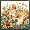 Orange Cat & Flowers-11CT Stamped Cross Stitch 40*40cm tapestrymarket