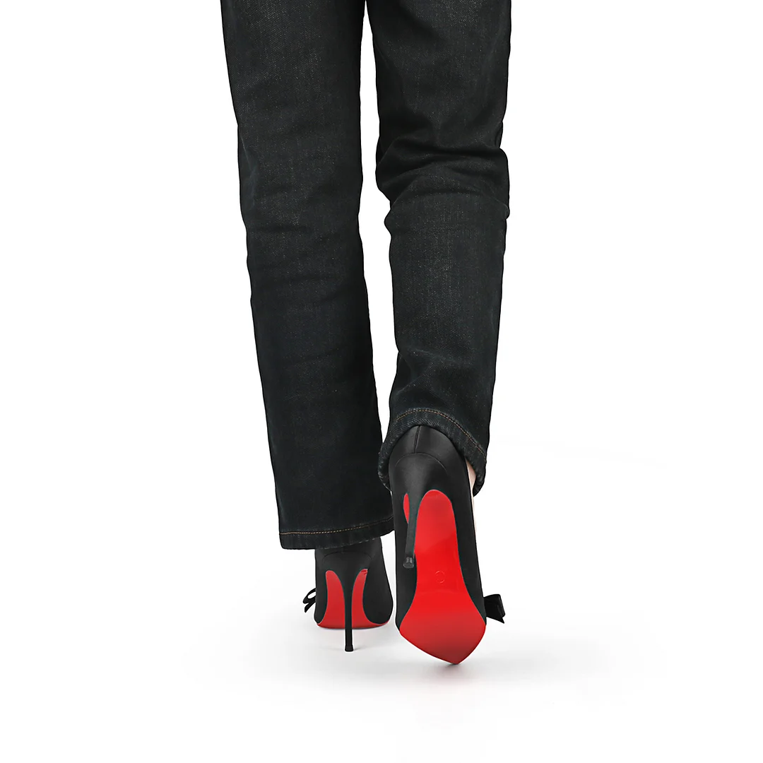 100mm Red Bottom Women's Party Wedding Heels Bowknot Silk Pumps-MERUMOTE