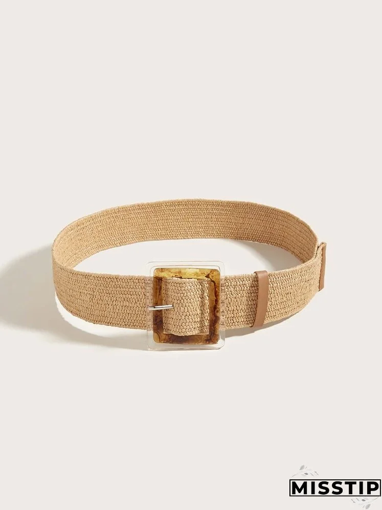 Square Buckle Woven Belt