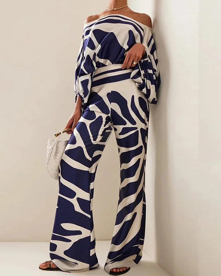 Dolman Sleeve Top, Wide Leg Pants, Fashionable and Casual Two-piece Set