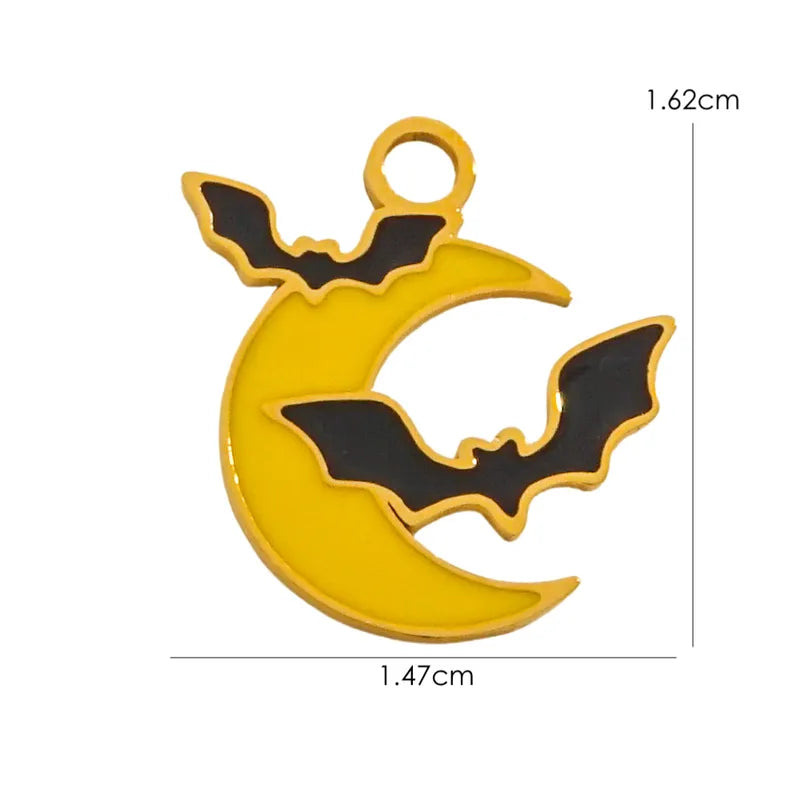 1 Piece 10*14.8mm 8.3*14.8mm 9.1*15.2mm 304 Stainless Steel 14K Gold Plated Pumpkin Skull Grimace Pendant Jewelry Accessories