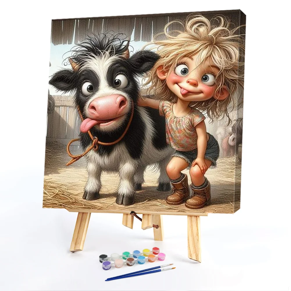 Girl Cow - Paint By Number(40*40cm)