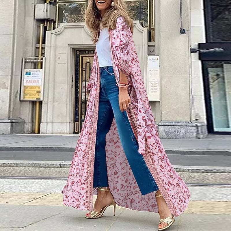 Summer Women Beach Printed Cardigan ZANZEA Bohemian Cover Up Kimono Casual Full Sleeve Open Front Long Blouse Floral Loose Tops