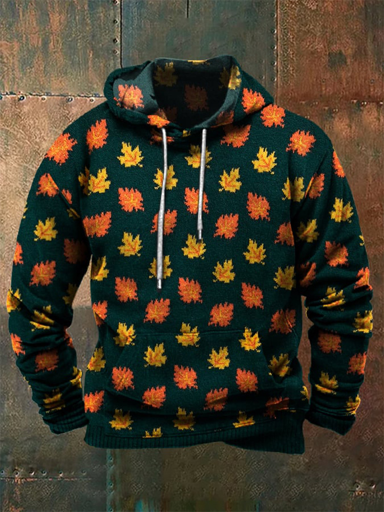 Men's Halloween Maple Leaf Design Printed Hoodie artswardrobe