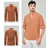 Gioiacombo&trade; Camicia Henley a maniche lunghe in cotone tinta unita da uomo