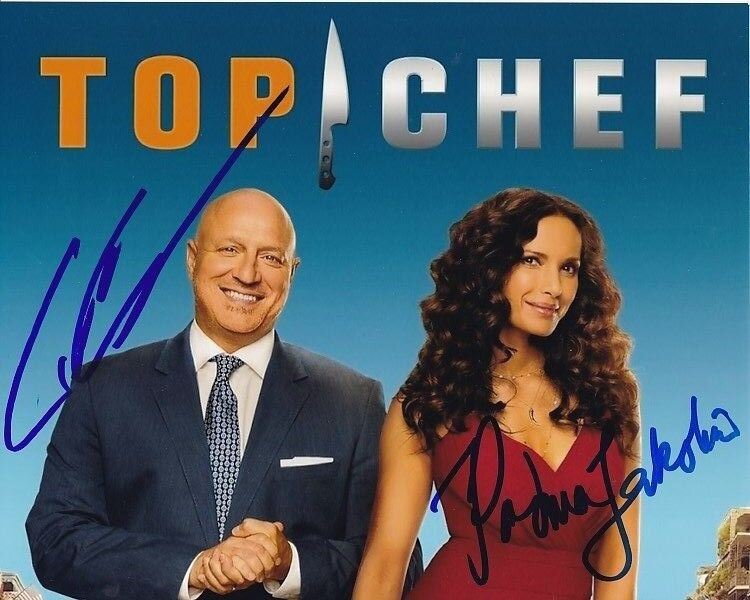 PADMA LAKSHMI and TOM COLICCHIO signed autographed TOP CHEF Photo Poster painting