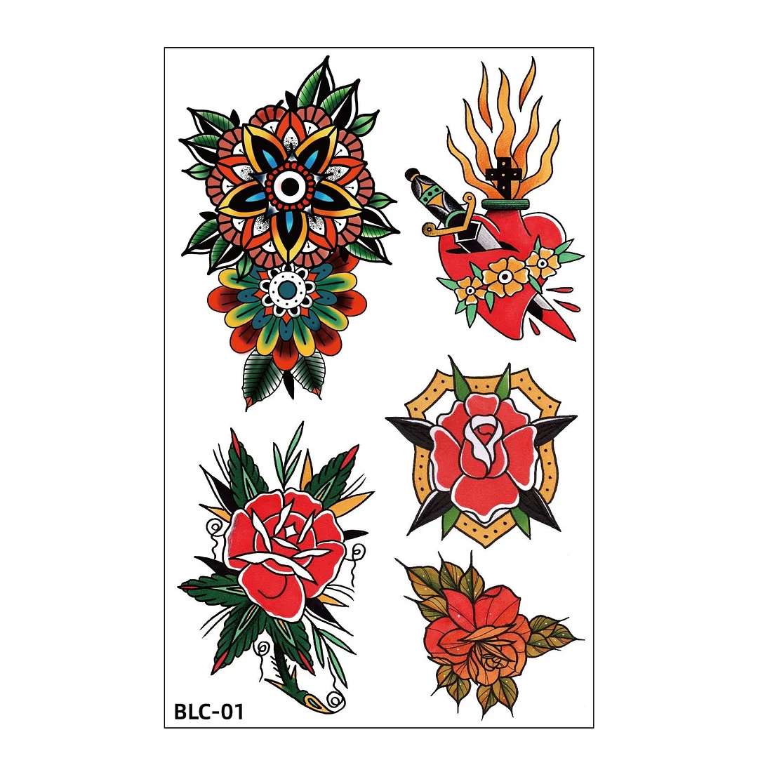 Waterproof Temporary Tatoo Stickers New Old School Color Eagle Leopard Butterfly Flower Arm Tattoo Stickers Body Makeup Stickers