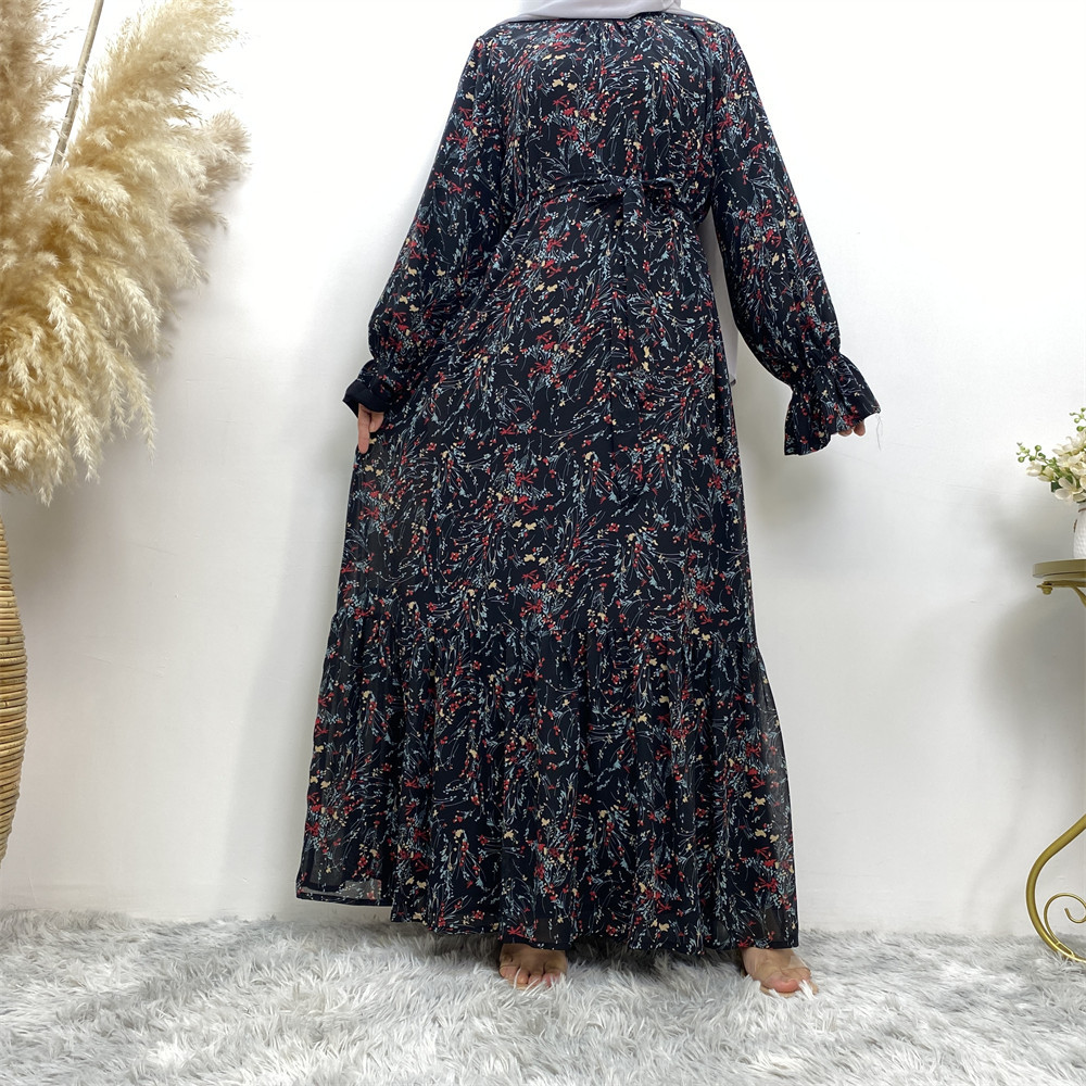 Mature Women Casual Summer Printed Fit And Flare Fashion Chiffon Dress