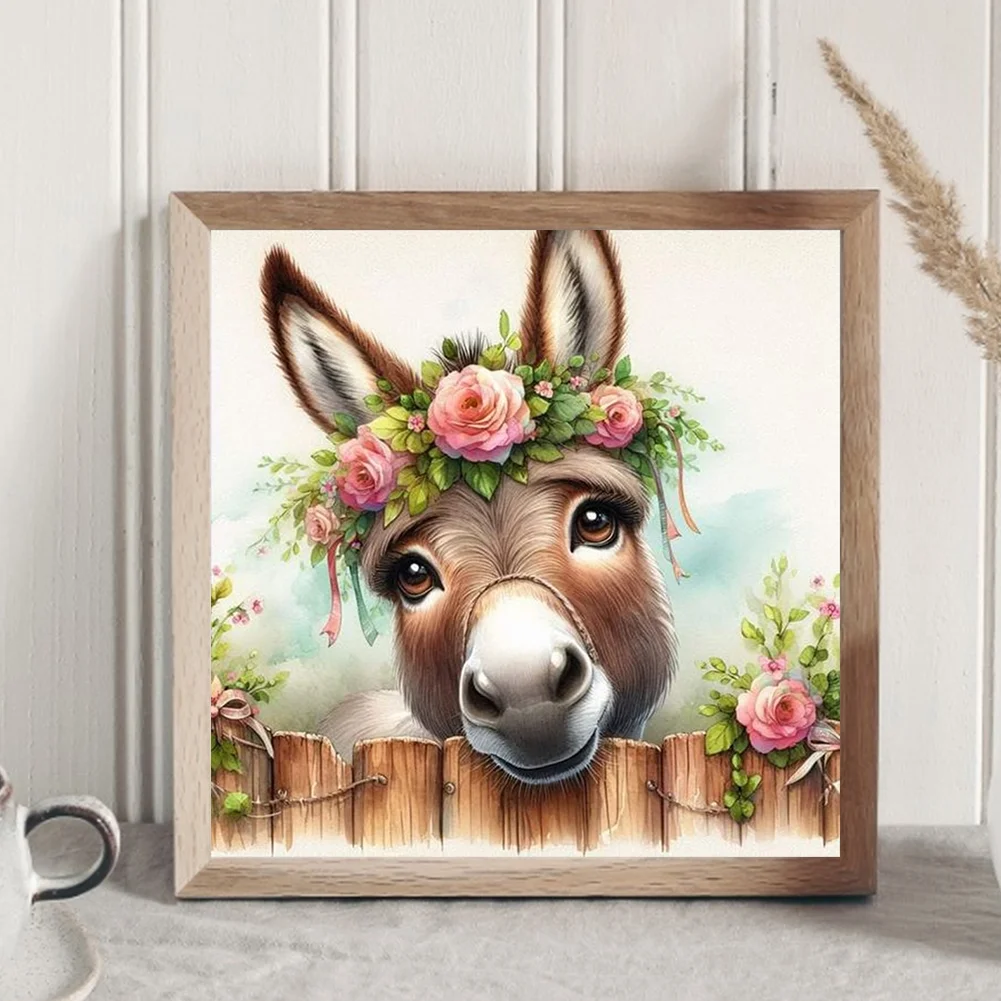 Diamond Painting - Full Round Drill - Flower Donkey(Canvas|30*30cm)