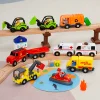 Children's Small Locomotive Car Model Toy Wooden Scooter Inertia Magnetic Boxed Car Compatible With Wooden Track