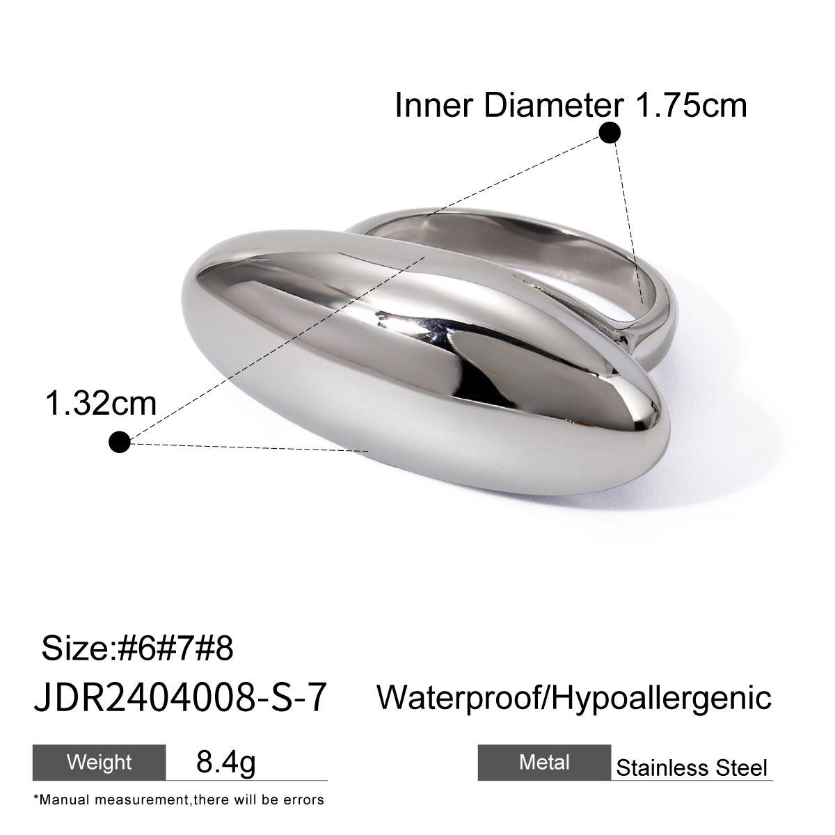 Uworld Punk Stainless Steel Double Ring Double Finger For Women Man Simple Titanium Simple Temperament Trend Party Jewelry