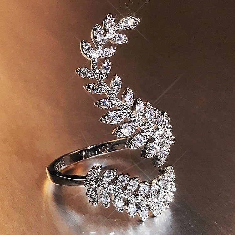 Cordelia Silver Crystal Vine Ring