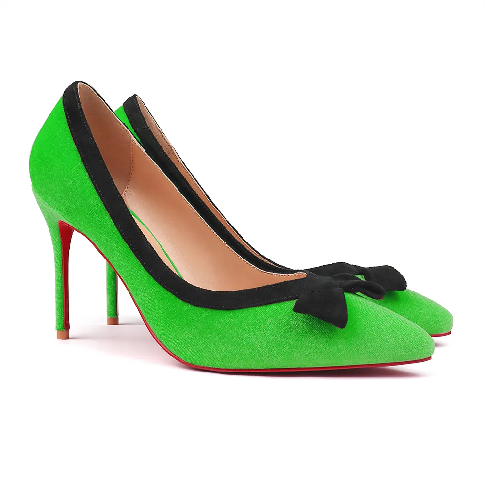 100mm/120mm Bowknot Fashion High Heels Sexy Prom Mixed Colors Red Bottoms Stiletto Coral Fleece-vocosishoes