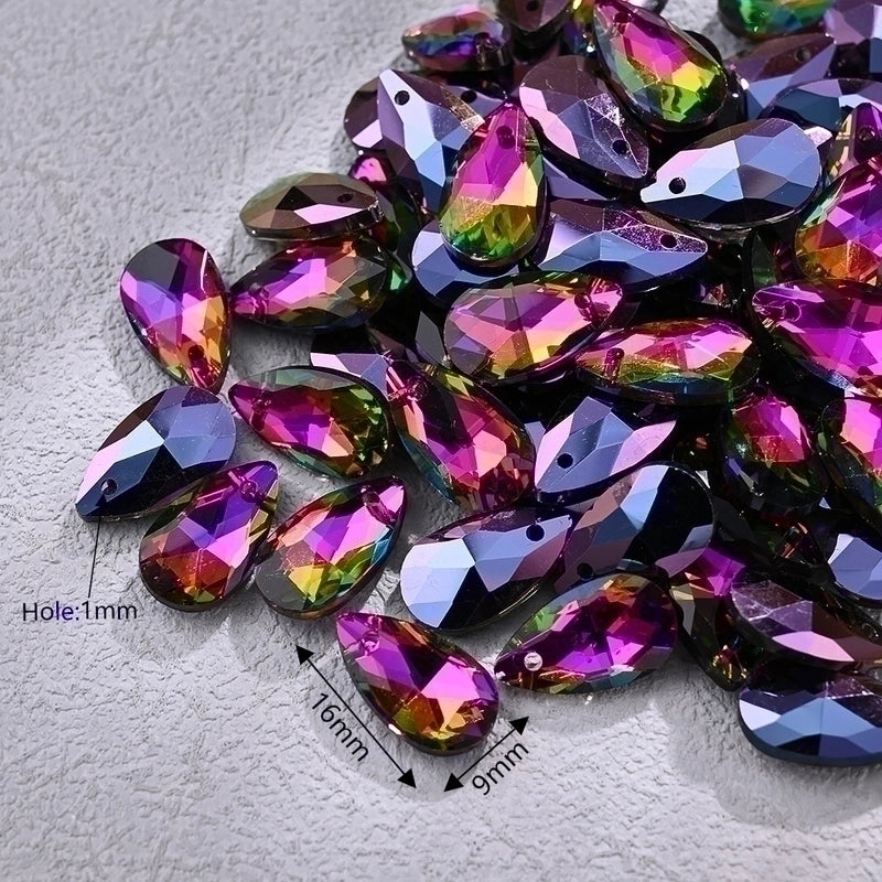 10 PCS/Package 9*16mm Hole 1~1.9mm Glass Electroplate Glass Beads Transparent Glass Beads Water Droplets Transparent Pendant
