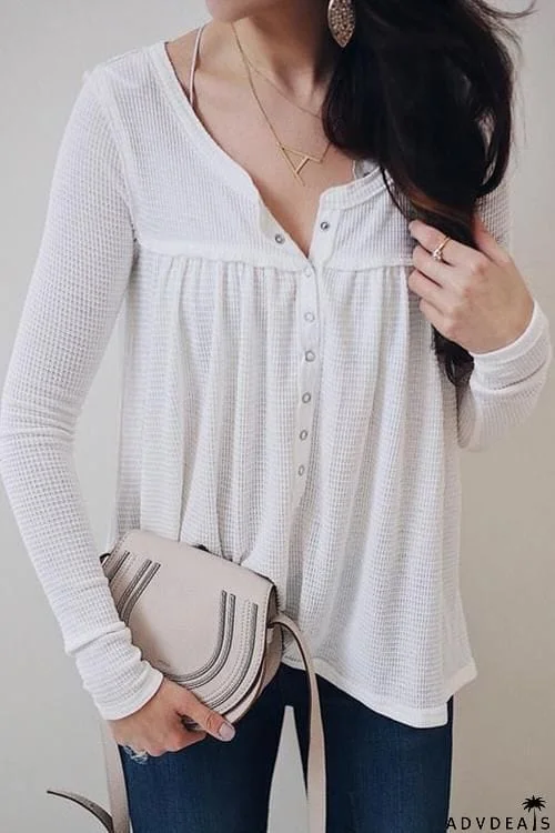 Button Long Sleeve Henley shirt
