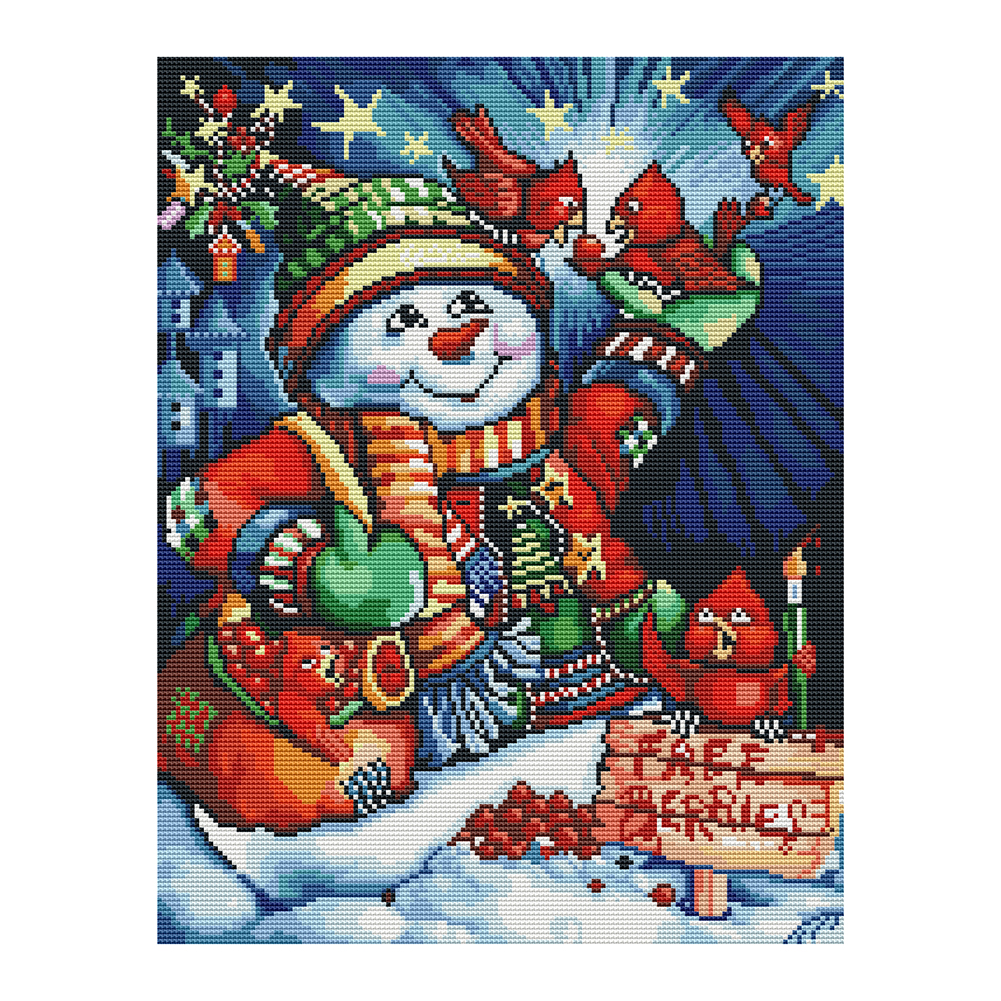 

Xmas Snowman - 11CT Stamped Cross Stitch - 50*40CM, 501 Original