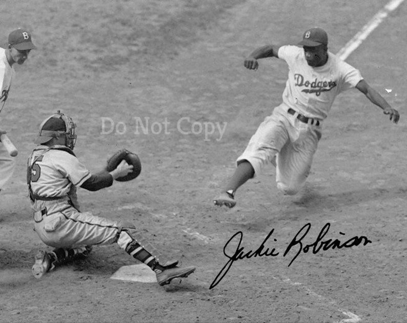 Jackie Robinson Signed Photo Poster painting 8X10 rp Autographed Picture Dodgers