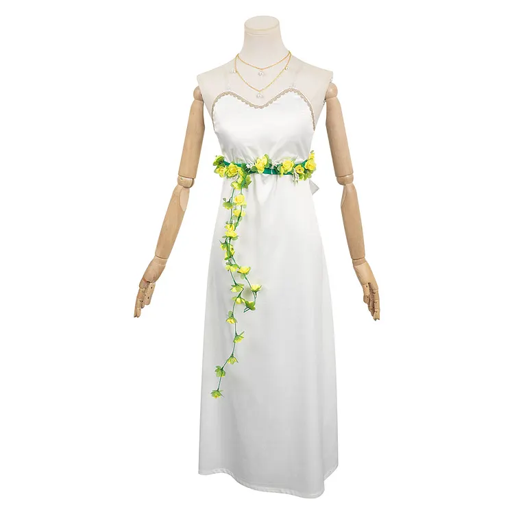 Final Fantasy Aerith Gainsborough White Dress Outfits Cosplay Costume Halloween Carnival Suit