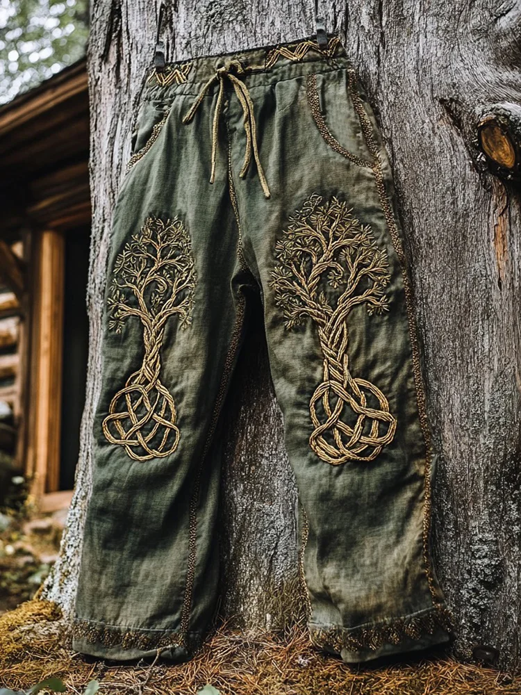 Men's Viking Totem Nordic Tree Of Life Runes Knot Pants / Rvogue / Rvogue