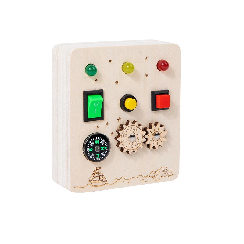 Popular Children’s Early Education Wooden LED Light Socket Switch Busy Board Toy Hands-on Wooden Toy