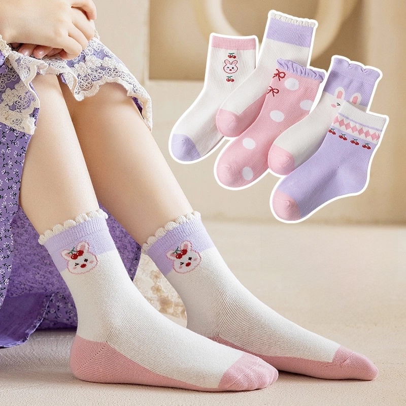 Autumn And Winter Children’s Socks Boys And Girls Mid-calf Socks Cartoon Cute Bunny Cotton Socks Baby Socks