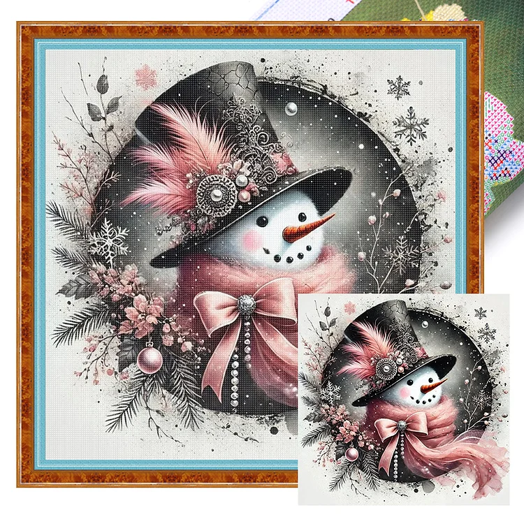 『YiShu』Snowman House - 11CT Stamped Eco-Friendly Cotton Thread Cross Stitch(40*40cm)