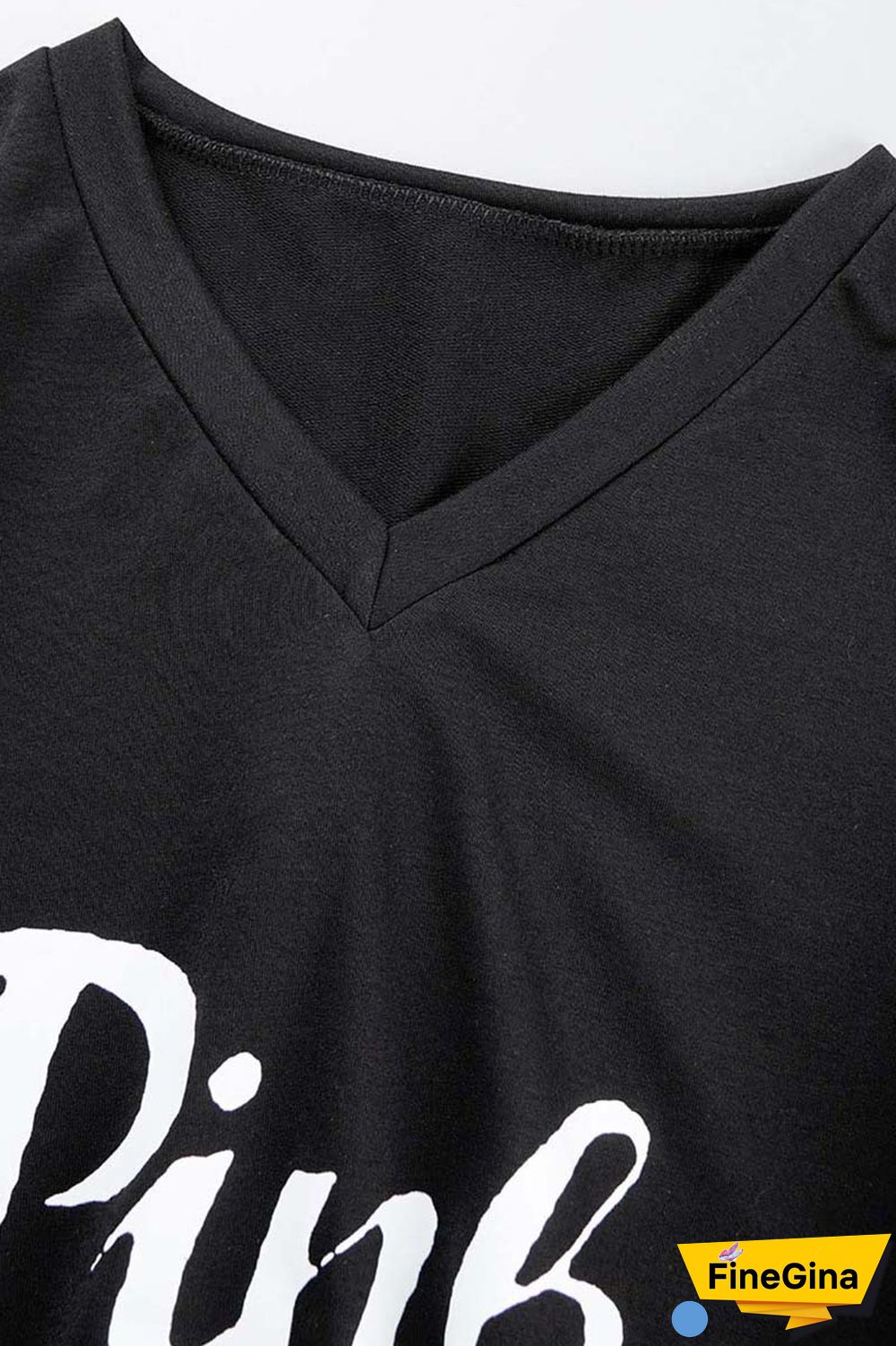 Blue Casual Letter Print Patchwork V Neck Long Sleeve Dresses