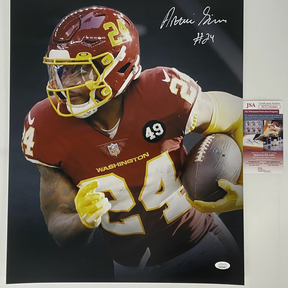 Autographed/Signed ANTONIO GIBSON Washington Football Team 16x20 Photo Poster painting JSA COA 3