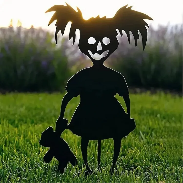 Cute ghost zombie girl metal field art